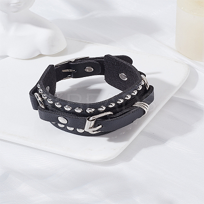 1Pc Punk & Gothic Style PU Leather Cord Bracelets for Women Men BJEW-LP0002-54-1