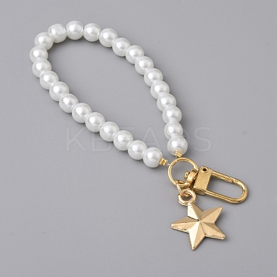 Glass Pearl DIY Keychains AJEW-WH0289-78-1