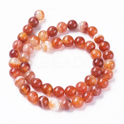 Natural Striped Agate/Banded Agate Beads Strands G-G582-4mm-59-1