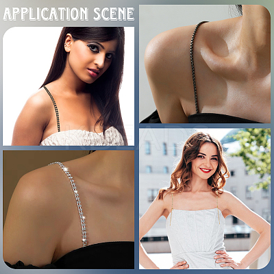 3 Pairs 3 Colors Alloy Rhineetone Link Bra Straps AJEW-CY0001-76-1