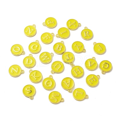(Defective Closeout Sale: Oxidized)Alloy Letter A~Z Alphabet Enamel Charms ENAM-XCP0001-40G-1