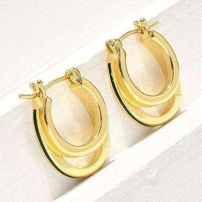 Two-layer Oval Brass Enamel Hoop Earrings EJEW-S252-03D-G-1