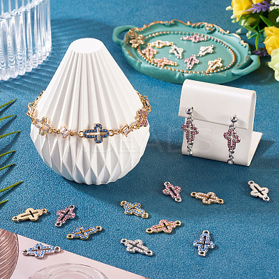 24Pcs 6 Colors Alloy Rhinestone Connector Charms FIND-TA0008-75-1