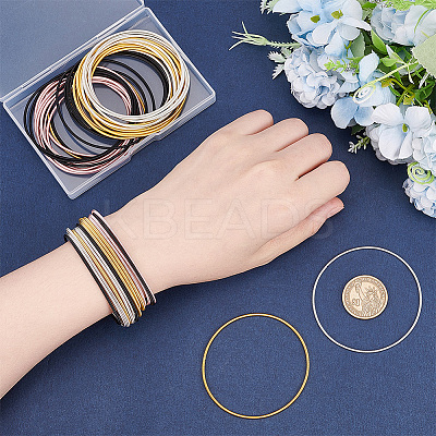 48Pcs 4 Colors Steel Wire Round Snake Chain Bracelets Set BJEW-BC0001-05-1