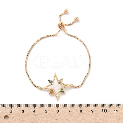 Star Brass Micro Pave Cubic Zirconia Slider Bracelets KK-R217-51G-1