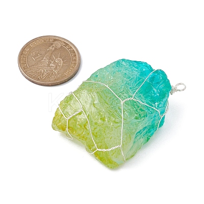 Electroplated Raw Rough Natural Quartz Copper Wire Wrapped Big Pendants PALLOY-JF02283-01-1