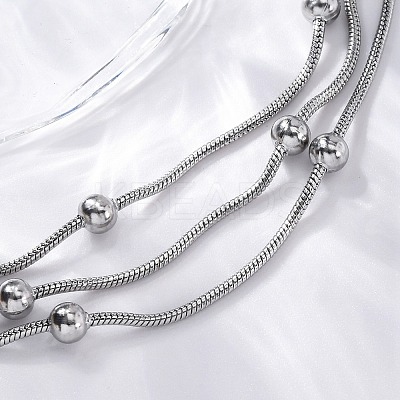 Stainless Steel Multi-strand Ball Bracelets BJEW-L687-01P-1