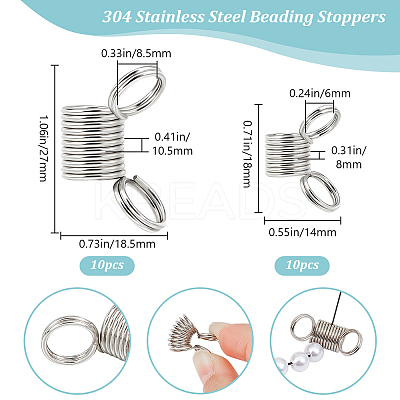 20Pcs 2 Style 304 Stainless Steel Mini Spring Bead Clamps for Beading Jewelry Making STAS-BBC0004-59-1