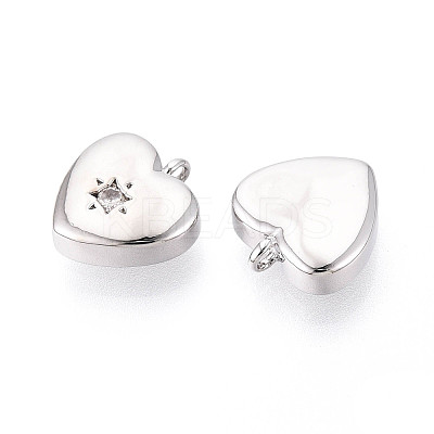 Brass Micro Pave Clear Cubic Zirconia Charms KK-N267-14P-1