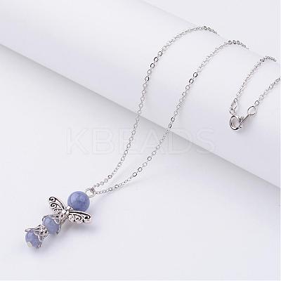 Natural Gemstone Pendant Necklaces NJEW-JN01645-1