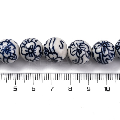 Handmade Blue and White Porcelain Beads Strands PORC-I027-04H-1