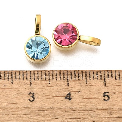 Ion Plating(IP) 304 Stainless Steel Micro Pave Rhinestonea Pendants STAS-K263-75B-G-1