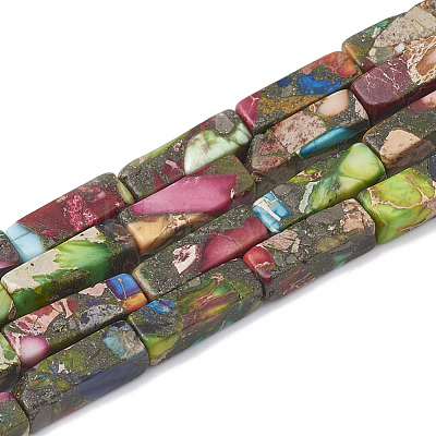 Synthetic Gold Line Imperial Jasper Beads Strands X-G-S321-001-1