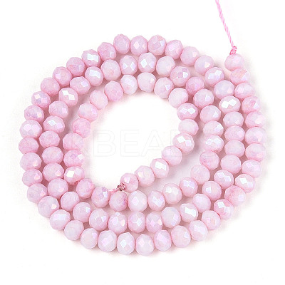 Anti-Tarnish Electroplate Rondelle Glass Beads Strands LS-EGLA-T021-4mm-17-03-1