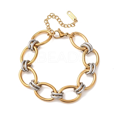 Two Tone 304 Stainless Steel Link Chain Bracelets for Women SA-CBA7B26-05GP-01-1