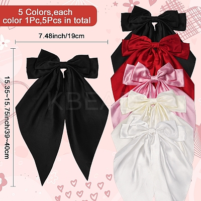 5Pcs 5 Colors Bowknot Polyester Hair Barrettes PHAR-SP0001-18B-1