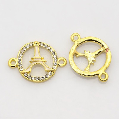 Golden Tone Alloy Enamel Rhinestone Multi-stone Links connectors ENAM-J474-05G-1