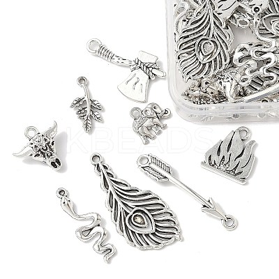 40Pcs 8 Styles Tibetan Style Alloy Pendants TIBEP-FP0001-17-1
