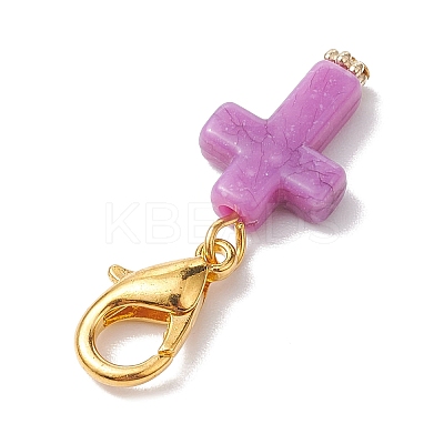 Acrylic Cross Pendant Decoration HJEW-JM01999-1