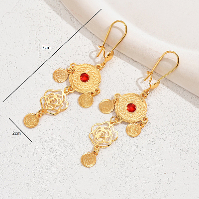 Fashionable Vintage Exotic Brass Flat Round Hoop Earrings AD3111-1