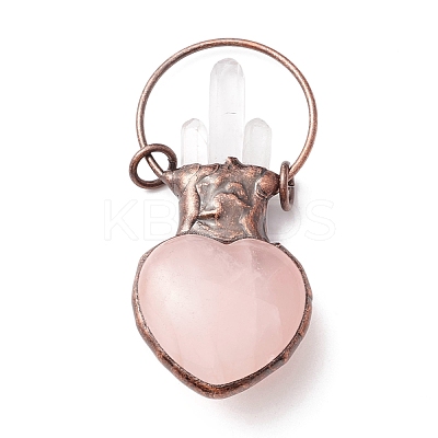 Natural Quartz Crystal and Rose Quartz Big Pendants G-M383-23R-1