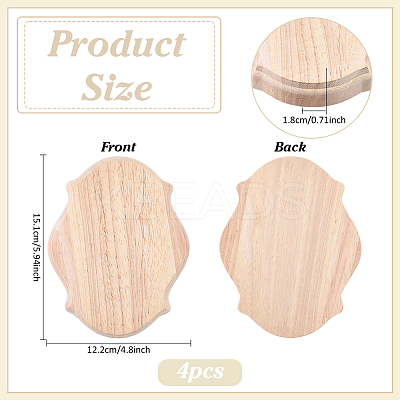 4Pcs Natural Wood Carved Onlay Applique Craft WOOD-FG0001-64A-1