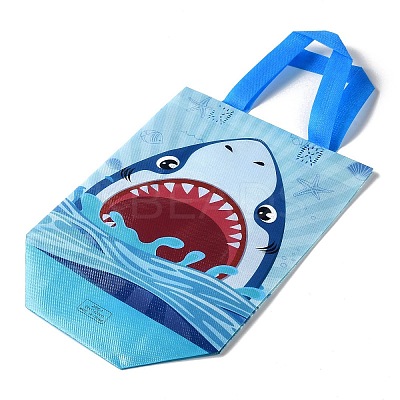 Cartoon Printed Shark Non-Woven Reusable Folding Gift Bags with Handle LS-ABAG-F009-D01-1