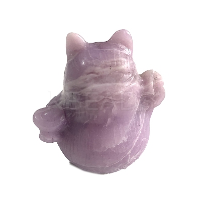 Natural Lepidolit Carved Healing Lucky Cat Figurines PW-WG20972-08-1