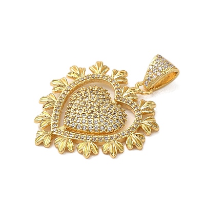 Rack Plating Brass Micro Pave Cubic Zirconia Pendants KK-P279-05C-G-1