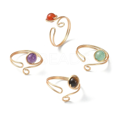 4Pcs 4 Style Alloy Wire Wrap Open Cuff Rings Set RJEW-TA00096-1