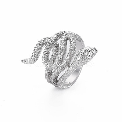 Snake Shape Rack Plating Alloy Wide Band Rings RJEW-Q163-019B-RS-1