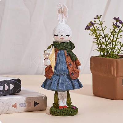 Resin Standing Rabbit Statue Bunny Sculpture Tabletop Rabbit Figurine for Lawn Garden Table Home Decoration ( Blue ) JX084A-1