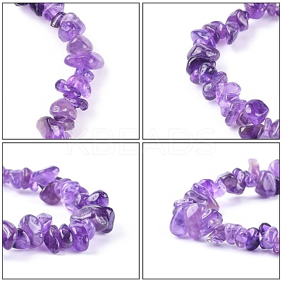 Valentines Day for Lovers Ideas Amethyst Chips Stretch Bracelets X-BJEW-JB01308-03-1