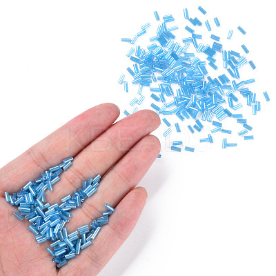 Transparent Colours Luster Glass Bugle Beads SEED-N005-001-A08-1