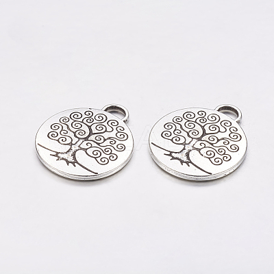 Tibetan Style Tree of Life Alloy Pendants TIBEP-19040-AS-NR-1