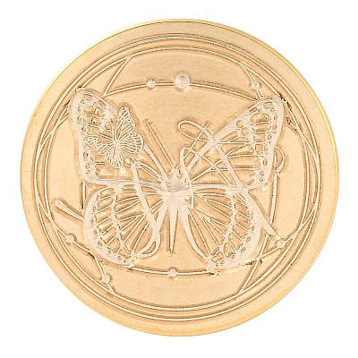 Golden Tone Round Wax Seal Brass Stamp Heads AJEW-S087-01G-15-1