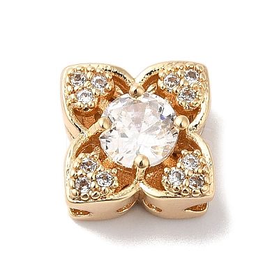 Brass Micro Pave Clear Cubic Zirconia Beads LS-KK-G503-12G-1