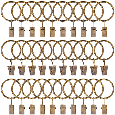 40Pcs Round Ring Iron Hook Hangers Curtain FIND-SP0003-46B-AB-1