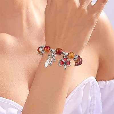 Alloy Enamel Clover & Leaf & Bowknot Charm Bracelets BJEW-YW00008-1