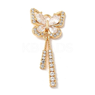 Brass Micro Pave Clear Cubic Zirconia Studs Pendants KK-K378-03G-1