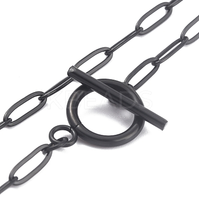 304 Stainless Steel Paperclip Chain Necklaces NJEW-O124-02EB-1