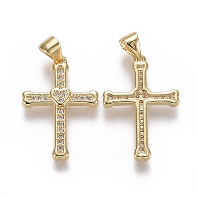 Brass Micro Pave Cubic Zirconia Pendants ZIRC-F115-04G-1