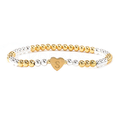 Brass Beads Stretch Bracelets for Women CW0227-17-1