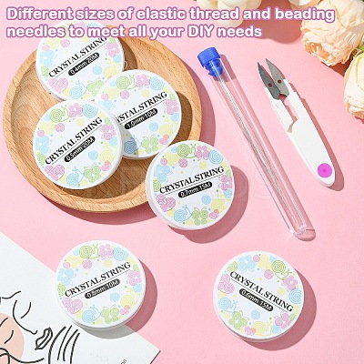 DIY Elastic Crystal Thread & Sewing Scissors & Carbon Steel Big Eye Needle Jewelry Making Findings Kits MACR-YW0010-82-1