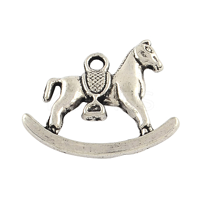 Tibetan Style Rocking Horse Alloy Pendants TIBEP-Q050-05AS-RS-1