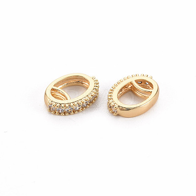 Brass Micro Pave Clear Cubic Zirconia Link Connectors KK-S356-448-NF-1