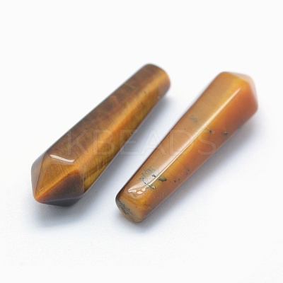 Natural Tiger Eye Pointed Beads G-E490-C18-1