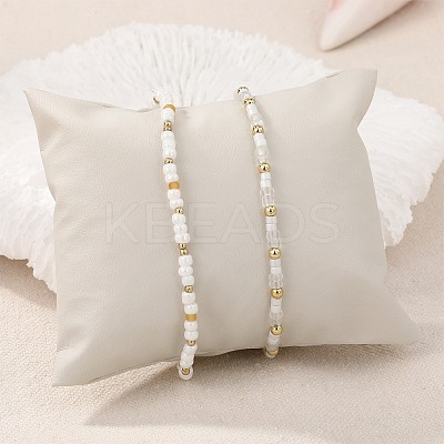 2Pcs 2 Styles Glass Seed Beads Stretch Bracelet Sets BJEW-SW001591-1