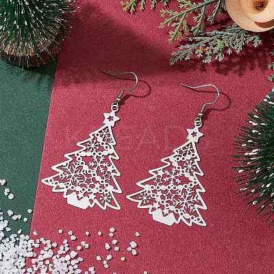 Tarnish Resistant 304 Stainless Steel Dangle Earrings EJEW-JE05876-S-1