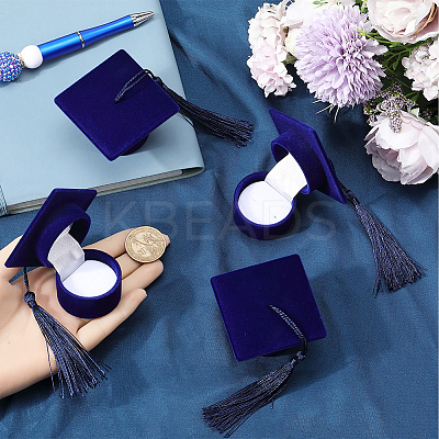 4Pcs Doctoral Hat Shaped Velvet Jewelry Ring Storage Boxes CON-SC0001-18B-1